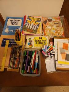 lot 286 image: Bulletin Board Patterns, Markers, Crayons, and Colored Pencils