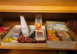 lot 295 image: Hair Supplies (Perm Rods, Curlers, Soaps, Blow Dryer, Curling Irons, Shampoo)