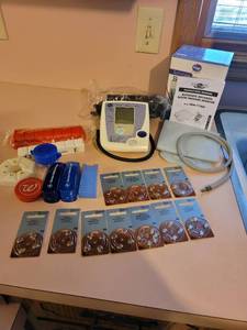 lot 351 image: NIB Electric Blood Pressure Monitor, Hearing Aid Batteries, Medication Boxes, and Pill Cutters