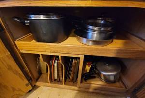 lot 358 image: Contents of Kitchen Cabinet (Pots and Pans and Bakeware) BRING YOUR OWN BOXES
