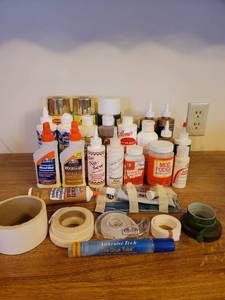 lot 375 image: Acrylic Paints, Spray Paints, Tapes, and Glues