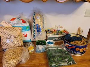 lot 376 image: Stuffing, Spanish Moss, Ribbon Supplies, Yarns, and Glass Crafting Beads