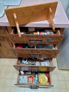 lot 384 image: Contents of Drawers (Hardware, Tools, and misc)