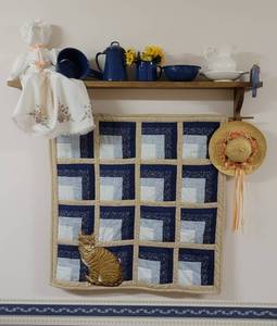 lot 403 image: Home Decor (Enamelware, Quilting, Ceramic Pitcher and Bowl, and Doll (Shelf NOT Included)