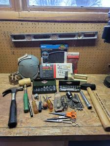 lot 482 image: Tools, NIB Socket Set, Hammers, Drill Bits, Sand Papers
