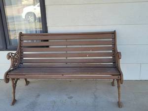 lot 501 image: Patio Bench with Iron Ends (VERY STURDY)