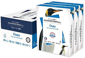 lot 7404 image: Hammermill Printer Paper, 20 Lb Copy Paper, 8.5 x 11 - 3 Ream (1,500 Sheets) - 92 Bright, Made in the USA