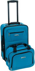 lot 7407 image: Rockland Fashion Softside Upright Luggage Set, Turquoise, 2-Piece (1419)