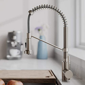 lot 7416 image: Kraus KPF-1610SFS Bolden 18-Inch Commercial Kitchen Faucet with Dual Function Pull-Down Sprayhead in all-Brite Finish, Spot Free Stainless Steel