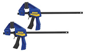 lot 7421 image: IRWIN QUICK-GRIP Bar Clamp, One-Handed, Micro, 4-14-Inch, 2-Pack (1964747) Blue