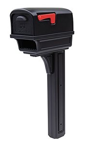 lot 7436 image: Gibraltar Mailboxes Gentry Large Capacity Double-Walled Plastic Black, All-In-One Mailbox & Post Combo Kit, GGC1B0000