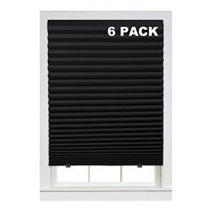 lot 7441 image: Turquoize Instant Blackout Temporary Pleat Paper Shades, Black, Quick Fix & Easy to Install, 36 x 72, 2Packs, with 12 Clips