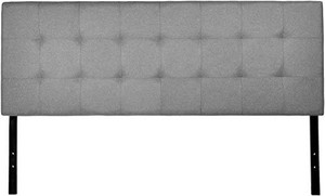 lot 7457 image: Amazon Basics Faux Linen Upholstered Tufted Headboard - Queen Grey