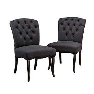 lot 10651 image: Christopher Knight Home Hallie Dining Chairs, 2-Pcs Set, Black Scroll