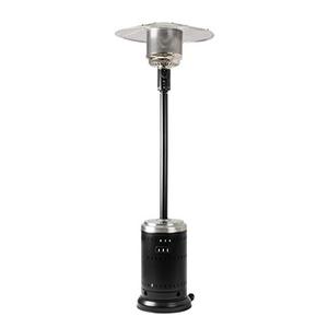 lot 10657 image: Amazon Basics 46,000 BTU Outdoor Propane Patio Heater with Wheels, Commercial & Residential - Black  Stainless