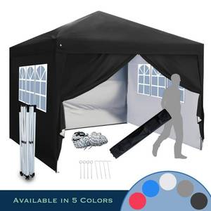 lot 10659 image: LAUREL CANYON 10 ft. x 10 ft. Instant Canopy Pop-Up Tent with Sidewalls, Adjustable Legs, Black