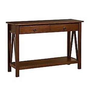 lot 20469 image: Linon Home Dcor Console Table, 42.01w x 13.98d x 30.71h, Antique Tobacco