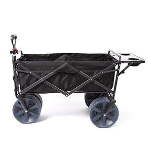 lot 20478 image: Mac Sports Heavy Duty Collapsible Folding All Terrain Utility Wagon Beach Cart Attached Mini Table - Black
