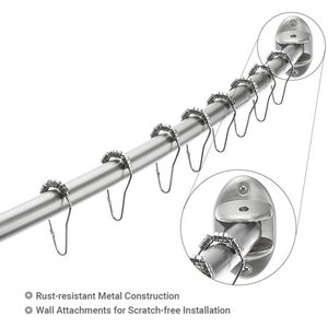 lot 22708 image: Excell 40-72 Adjustable Curved Shower Curtain Rod, Brushed Nickel