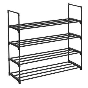lot 22730 image: SONGMICS Shoe Rack, 4-Tier Shoe Organizer, Hold up to 20 Pairs of Shoes, Stackable Shoe Tower for Living Room, Entryway, Black ULSA14BK