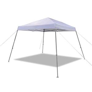 lot 22742 image: Amazon Basics Outdoor One-push Pop Up Canopy, 8ft x 8ft Top Slant Leg with Wheeled Carry, White