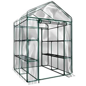 lot 22746 image: Home-Complete HC-4202 Walk-In Greenhouse- Indoor Outdoor with 8 Sturdy Shelves-Grow Plants, Seedlings, Herbs, or Flowers In Any Season-Gardening Rack