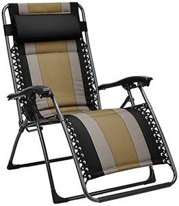 lot 22749 image: Amazon Basics Outdoor Padded Adjustable Zero Gravity Folding Reclining Lounge Chair with Pillow - Black
