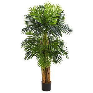 lot 27550 image: Nearly Natural 5�� Triple Areca Palm Tree Artificial Plant, Green