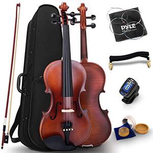 lot 27551 image: Pyle Full Size Beginner Violin - 44 23-Inch Student Full Size Violin Starter Kit Adult w Premium Travel Case & Student Bow, Extra Strings, Digital Tuner, Shoulder Rest & Cleaning Cloth - PGVILN20
