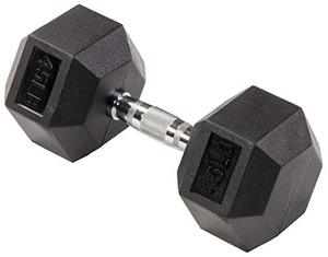 lot 27557 image: Sporzon Rubber Encased Hex Dumbbell, Single, Black