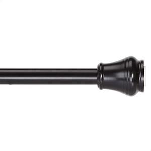 lot 27565 image: Amazon Basics Tension Curtain Rod, Adjustable 36-62 Width - Black, Rings Finial
