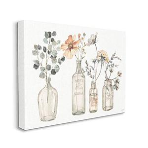 lot 27570 image: Stupell Industries Antique Floral Bouquets Flowers Glass Jar Painting, Designed by Lisa Audit Wall Art, 30 x 40, Canvas