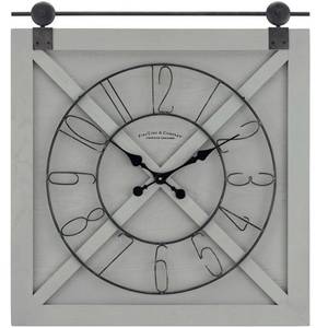 lot 27571 image: Farmstead Barn Door Wall Clock Gray - FirsTime