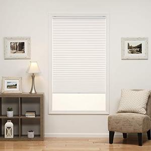 lot 27591 image: DEZ Furnishings QDWT264480 Cordless Light Filtering Pleated Shade, 26.5W x 48L Inches, White