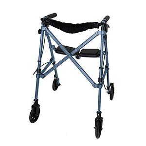 lot 27617 image: Able Life Space Saver Rollator, Lightweight Folding Mobility Rolling Walker for Seniors and Adults, 6-inch Wheels, Locking Brakes, and Padded Seat with Backrest, Cobalt Blue