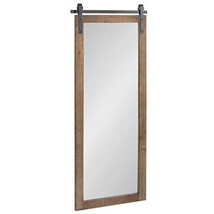 lot 27620 image: Kate and Laurel Cates Farmhouse Wood Framed Wall Mirror, 18 x 50, Rustic Brown, Barn Door-Inspired Rustic Mirrors for Wall