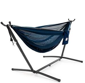 lot 27628 image: Vivere C9MESH-42 Hammock with Stand, Navy and Turquoise
