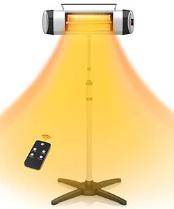 lot 27638 image: PATIOBOSS Patio Heater, Freestanding Electric Outdoor Heater for Instant Warm,Quiet Operation, Infrared Space Heater with Remote Control & 24 Hours Timer for Garage Backyard