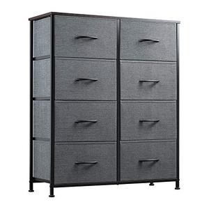 lot 27664 image: WLIVE Dresser with 8 Drawers, Fabric Dresser for Bedroom, Hallway, Nursery, Entryway, Closets, Sturdy Metal Frame, Wood Tabletop, Easy Pull Handle, Charcoal Gray