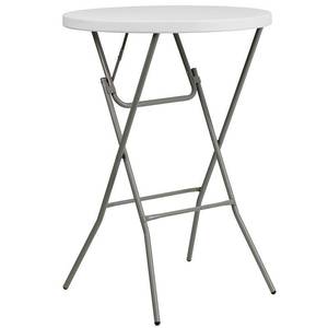 lot 27665 image: Flash Furniture 3-Foot Round Granite White Plastic Bar Height Folding Table