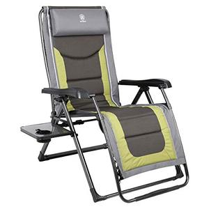 lot 27680 image: EVER ADVANCED Oversize XL Zero Gravity Recliner Padded Patio Lounger Chair with Adjustable Headrest Support 350lbs (Olive Green)