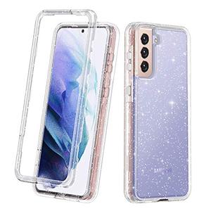 lot 29095 image: Lamcase for Galaxy S21 5G Case, Crystal Clear Glitter Sparkly Bling Heavy Duty Shockproof Hybrid Three Layer Protective Cover Case for Samsung Galaxy S21 5G 6.2 inch (2021), ClearSilver Glitter