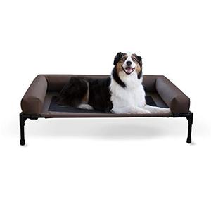 lot 29104 image: K&H Pet Products Original Bolster Pet Cot Outdoor Elevated Dog Bed with Removable Bolsters - ChocolateBlack Mesh, Large 30 X 42 X 7 Inches