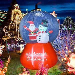 lot 29107 image: Meland Inflatable Christmas Snow Globe with Santa & Snowman 6FT - Inflatable Christmas Decorations with Light - Christmas Blow up D�cor for Indoor Outdoor Yard Garden Lawn Christmas Party