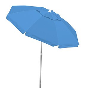 lot 29116 image: Caribbean Joe Chaby International Portable, Adjustable Tilt Beach Umbrella with UV Protection  Vented Canopy, Built-in Sand Screw Anchor, Carry Bag  6.5 Ft (Blue)