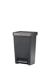 lot 29150 image: Rubbermaid Premier Series IV Step-On Trash Can for Home and Kitchen, with Stainless Steel Lid, 12.4 Gallon, Charcoal