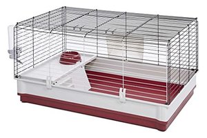 lot 29161 image: MidWest Homes for Pets 158 Wabbitat Deluxe Rabbit Home, Rabbit Cage, 39.5 L x 23.75 W x 19.75 H Inch, MaroonWhite