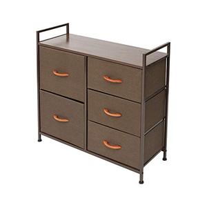 lot 29165 image: AZL1 Life Concept Wide Tower Storage Dresser Furniture Unit-Large Standing Organizer Chest for Bedroom, Office, Living Room, and Closet-5 Removable Fabric Bins, 32.6 inches, Coffee3-tier5 Drawer