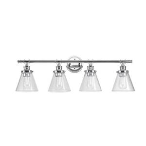 lot 30144 image: Globe Electric Parker 4-Light Chrome Vanity Light with Clear Glass Shades ,51446