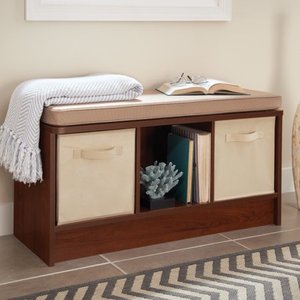 lot 30182 image: ClosetMaid Cubeicals Upholstered Storage Entryway Bench